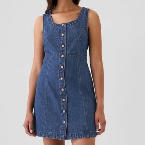Size XXL Tall NWT Gap Sleeveless Button Front Denim Mini Dress Medium-Wash XXLT